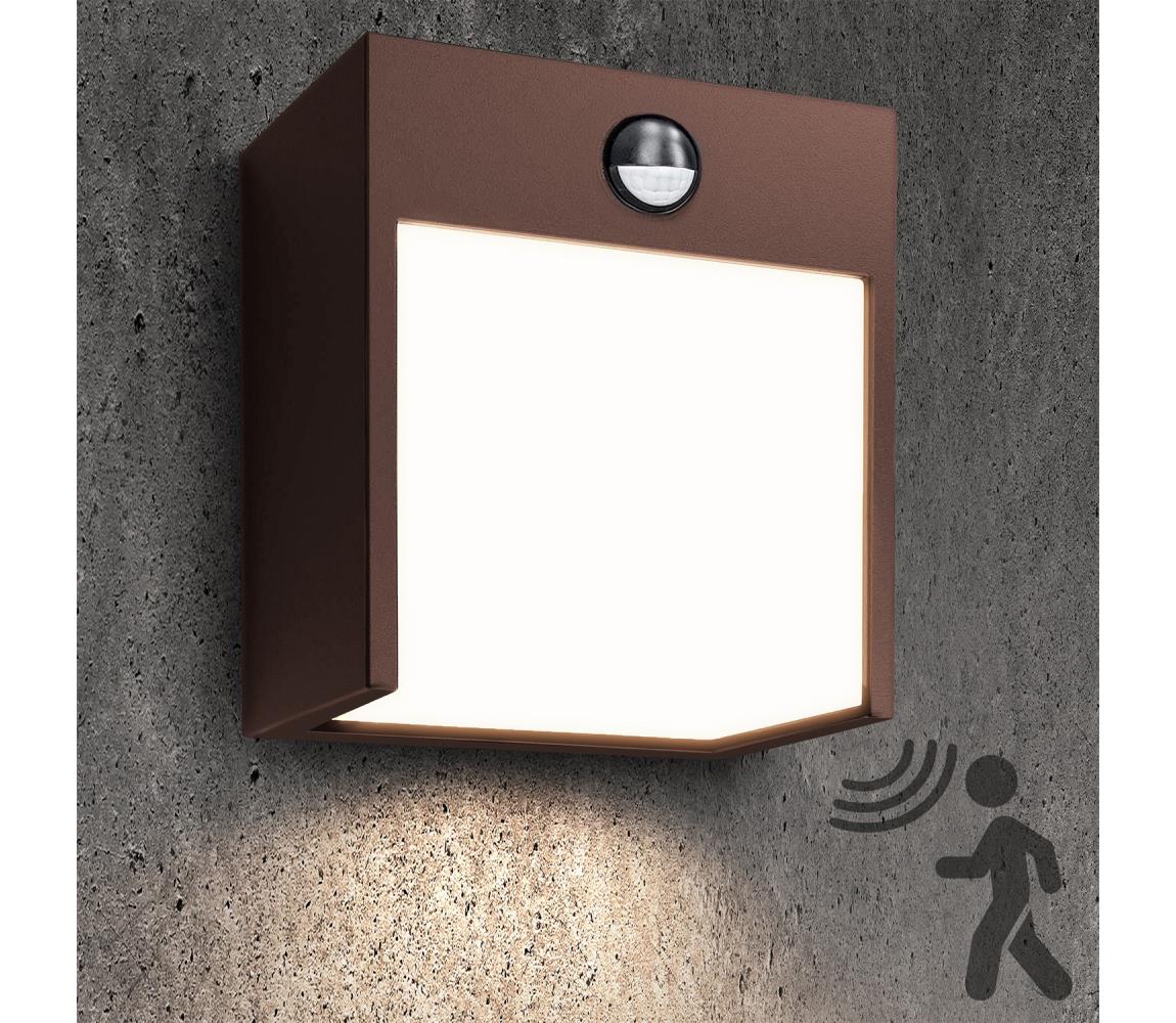 Brilagi-LED Vonkajšie nástenné svietidlo so senzorom TERNI LED/12W/230V hnedé IP44 WO-HR60421S-OEM-RUST