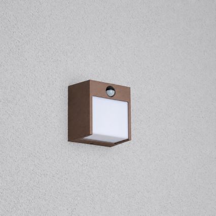 BRILAGI - LED vonkajšie nástenné svietidlo so senzorom TERNI LED/12W/230V hnedé IP44
