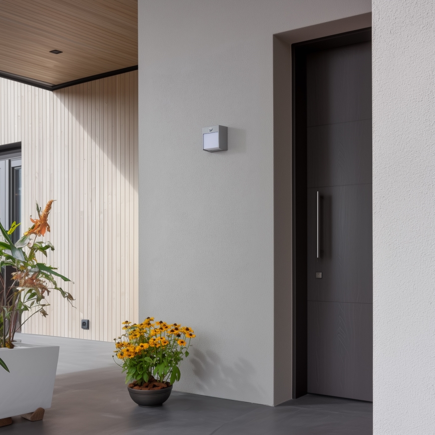 Brilagi - LED Vonkajšie nástenné svietidlo so senzorom TERNI LED/12W/230V šedá IP44