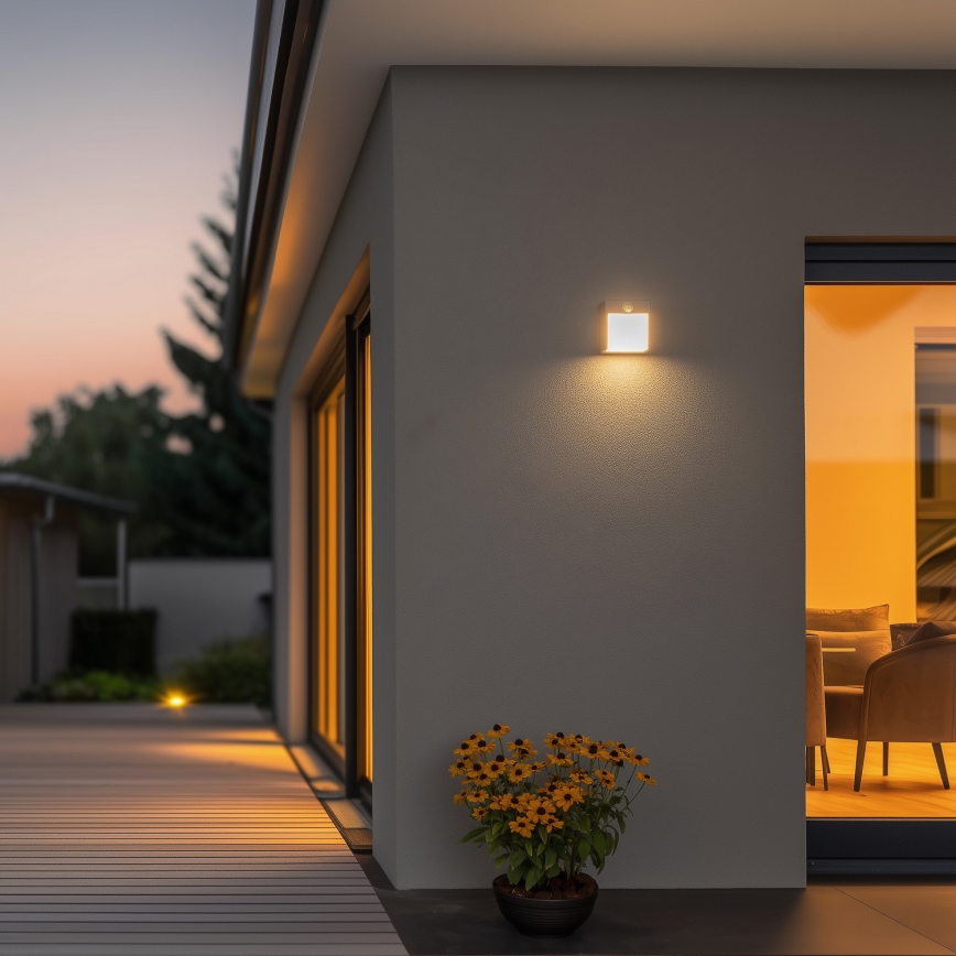Brilagi - LED Vonkajšie nástenné svietidlo so senzorom TERNI LED/12W/230V šedá IP44