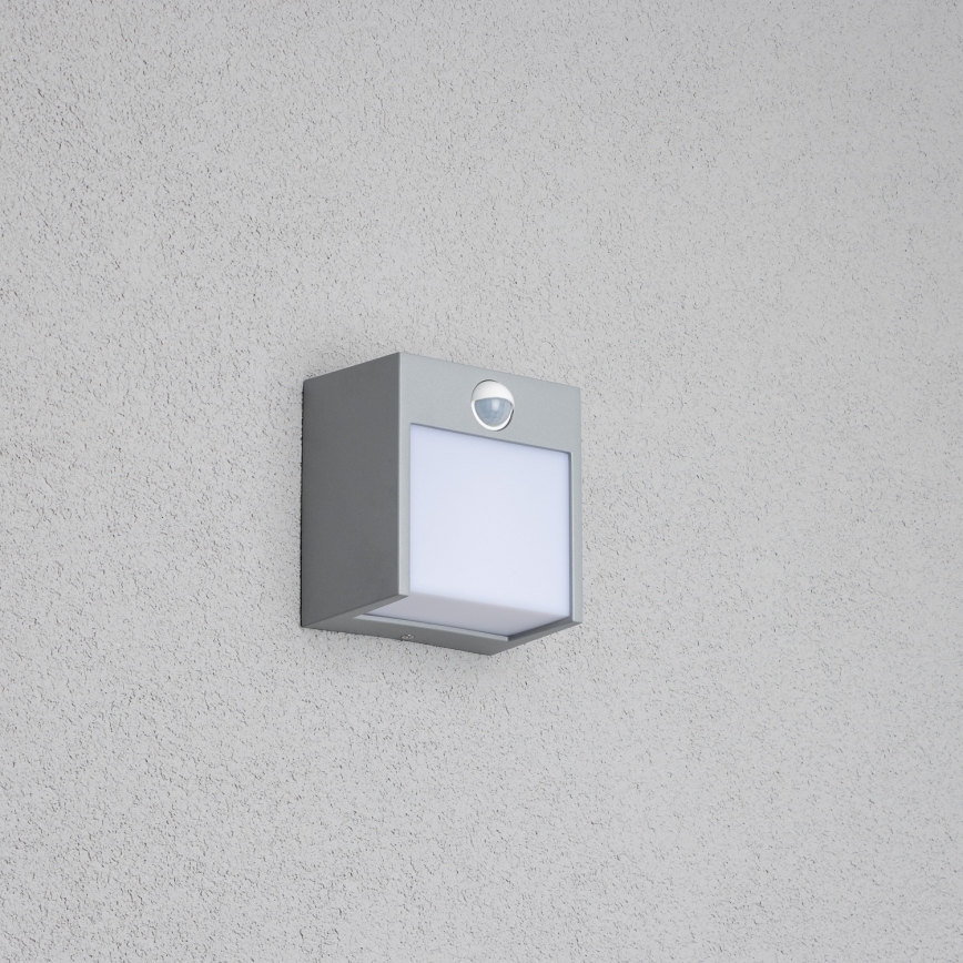 Brilagi - LED Vonkajšie nástenné svietidlo so senzorom TERNI LED/12W/230V šedá IP44