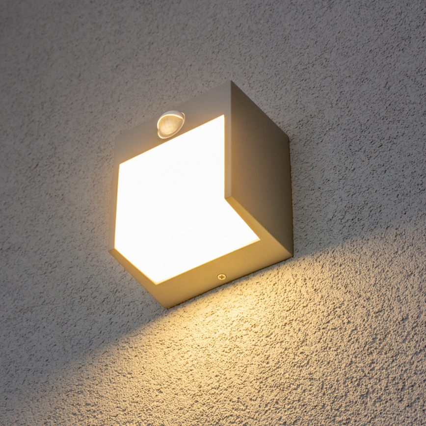 Brilagi - LED Vonkajšie nástenné svietidlo so senzorom TERNI LED/12W/230V šedá IP44