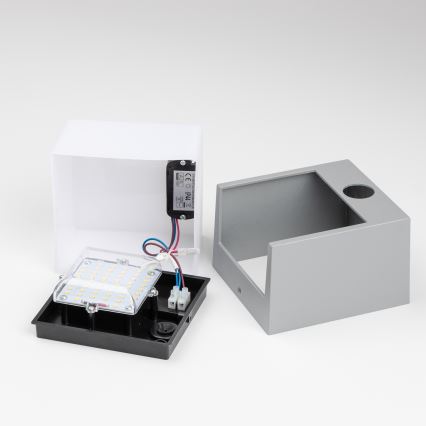 Brilagi - LED Vonkajšie nástenné svietidlo so senzorom TERNI LED/12W/230V šedá IP44