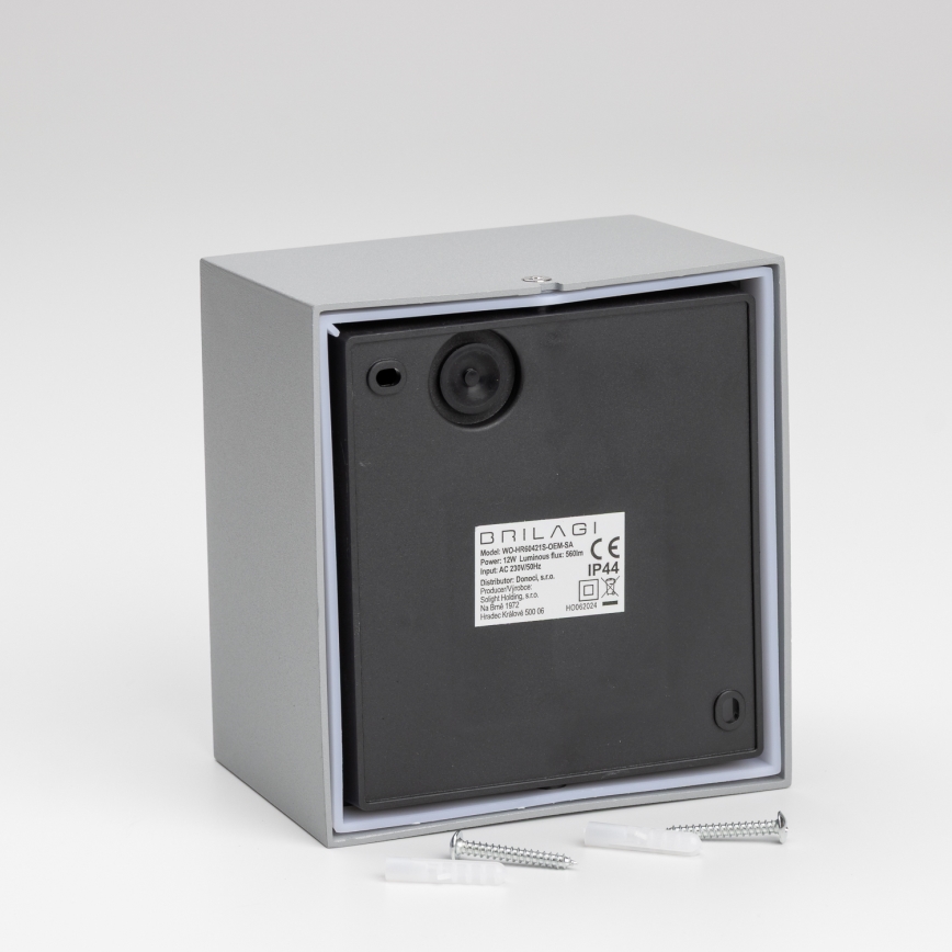 Brilagi - LED Vonkajšie nástenné svietidlo so senzorom TERNI LED/12W/230V šedá IP44