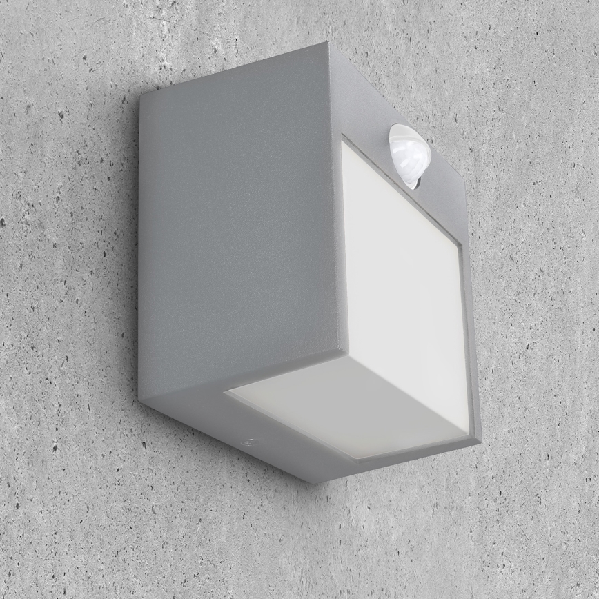 Brilagi - LED Vonkajšie nástenné svietidlo so senzorom TERNI LED/12W/230V šedá IP44