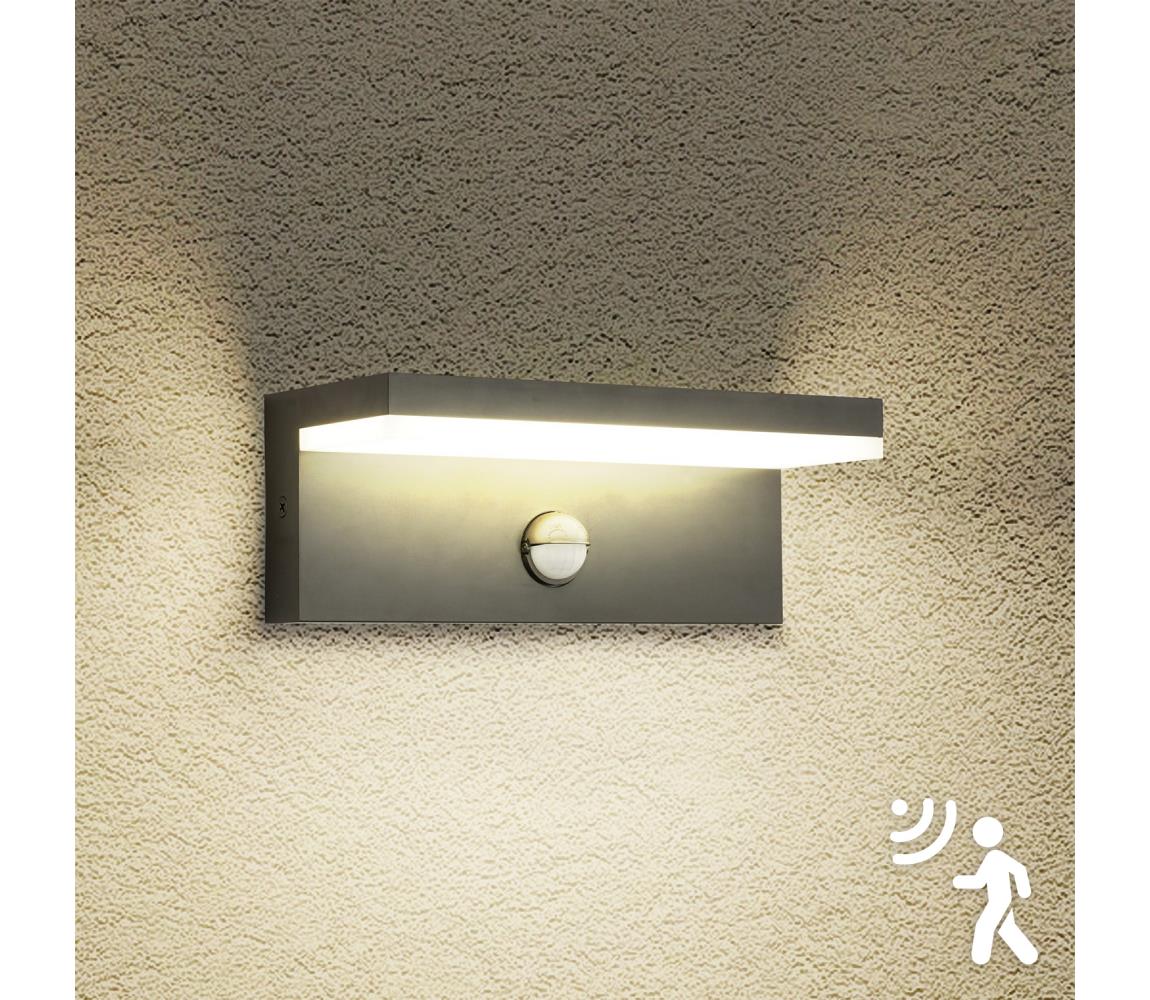 Brilagi-LED Vonkajšie nástenné svietidlo so senzorom TESSI LED/10W/230V antracit IP54 BRI369