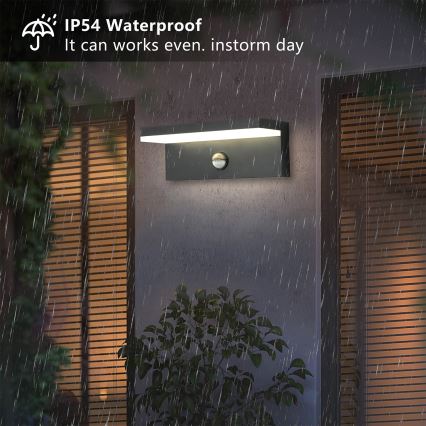 Brilagi - LED vonkajšie nástenné svietidlo so snímačom pohybu TESSI LED/10W/230V antracitové IP54