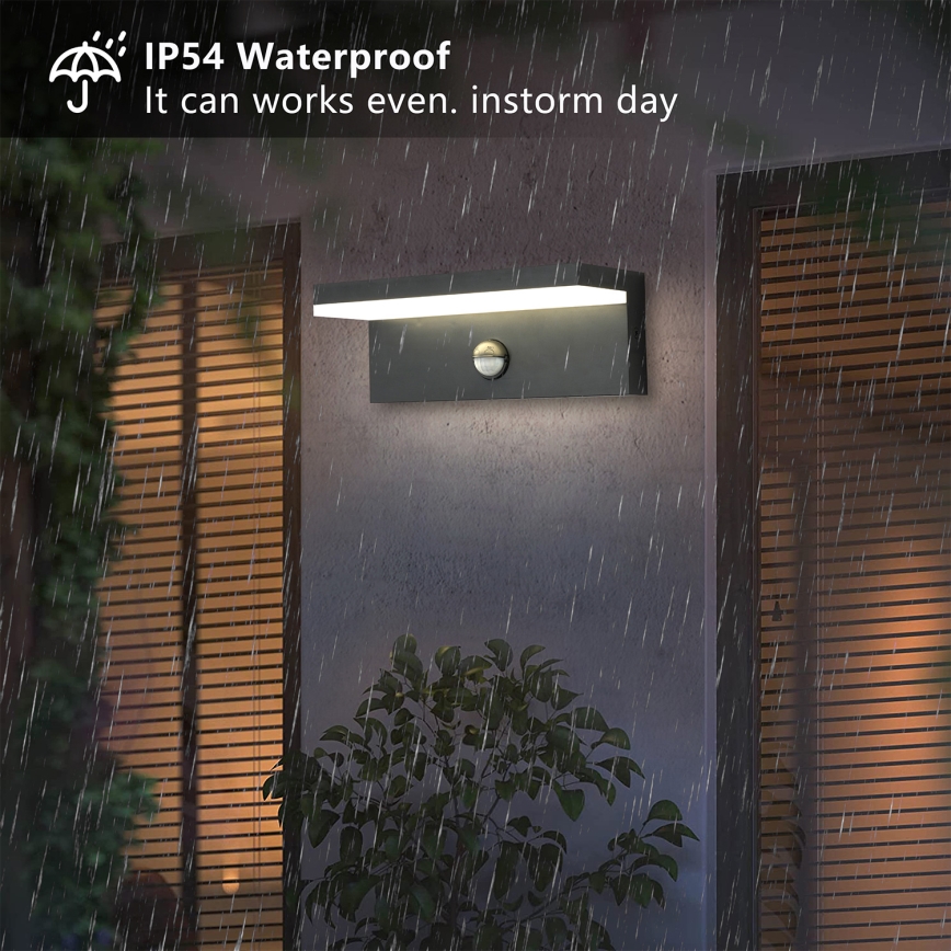 Brilagi - LED vonkajšie nástenné svietidlo so snímačom pohybu TESSI LED/10W/230V antracitové IP54