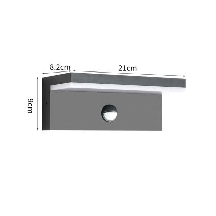Brilagi - LED vonkajšie nástenné svietidlo so snímačom pohybu TESSI LED/10W/230V antracitové IP54