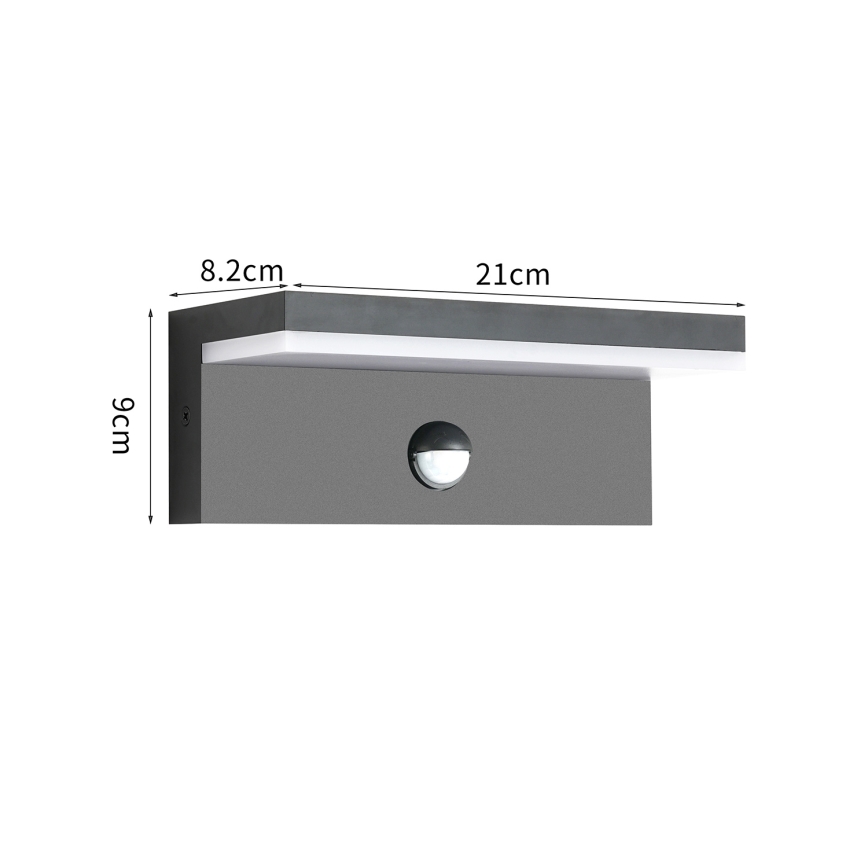 Brilagi - LED vonkajšie nástenné svietidlo so snímačom pohybu TESSI LED/10W/230V antracitové IP54