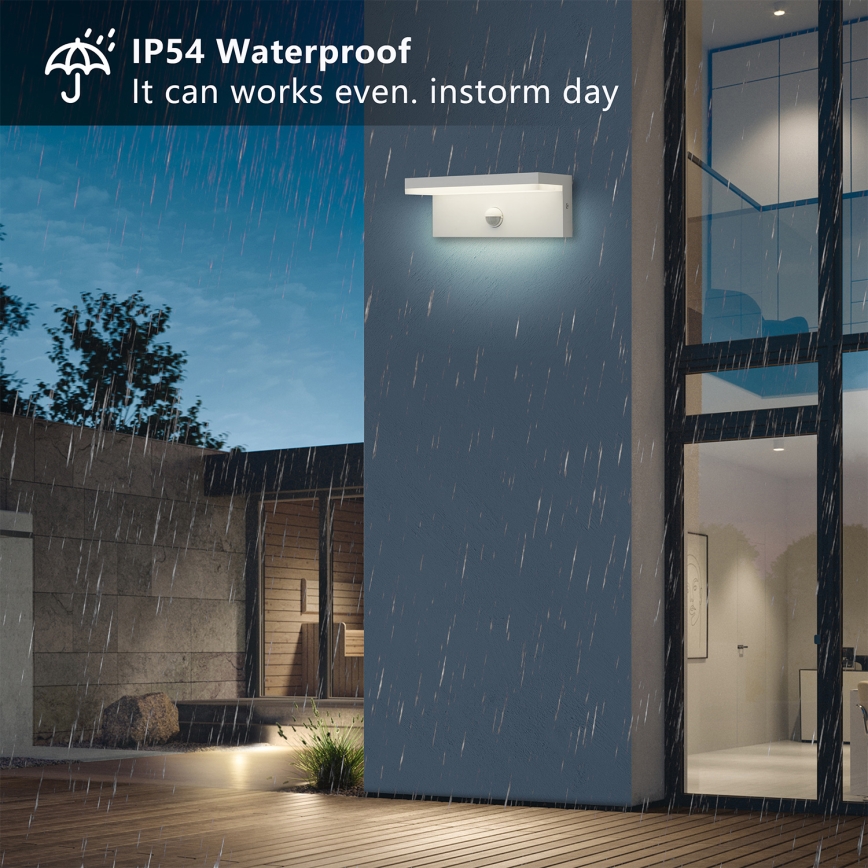 Brilagi - LED vonkajšie nástenné svietidlo s pohybovým senzorom TESSI LED/10W/230V biela IP54