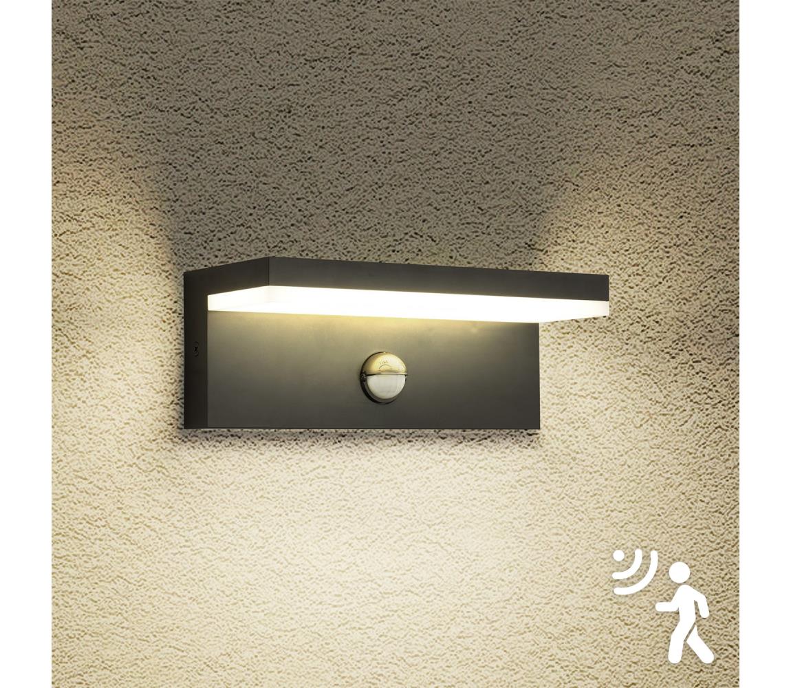 Brilagi-LED Vonkajšie nástenné svietidlo so senzorom TESSI LED/10W/230V čierna IP54 BRI367
