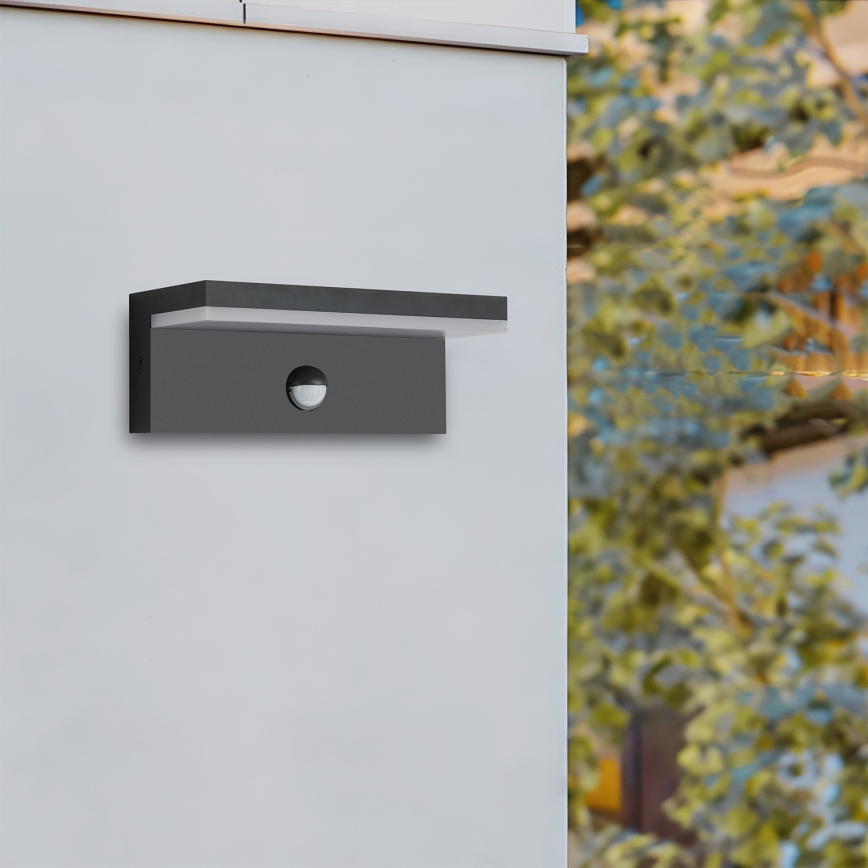 Brilagi - LED vonkajšie nástenné svietidlo so senzorom TESSI LED/10W/230V čierne IP54