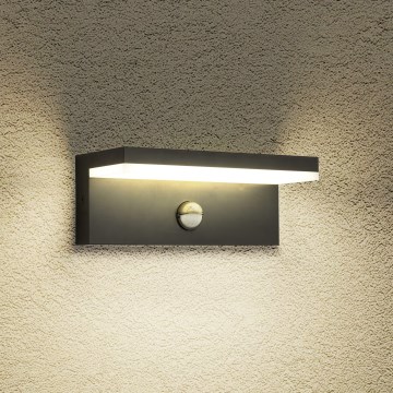 Brilagi - LED vonkajšie nástenné svietidlo so senzorom TESSI LED/10W/230V čierne IP54