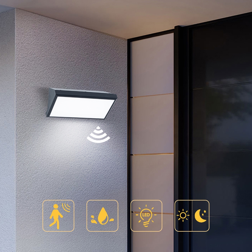 Brilagi - LED Vonkajšie nástenné svietidlo so senzorom TRIANGLE LED/20W/230V antracit IP65