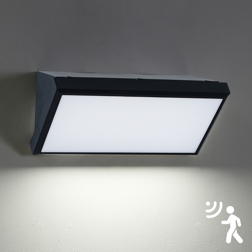 Brilagi - LED Vonkajšie nástenné svietidlo so senzorom TRIANGLE LED/20W/230V čierna IP65