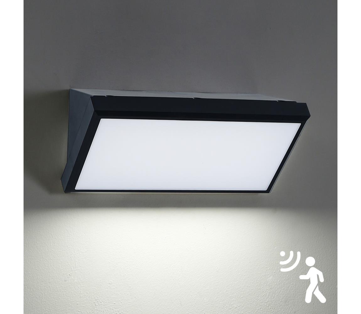 Brilagi - LED vonkajšie nástenné svietidlo so senzorom TRIANGLE LED/20W/230V čierne BRI068