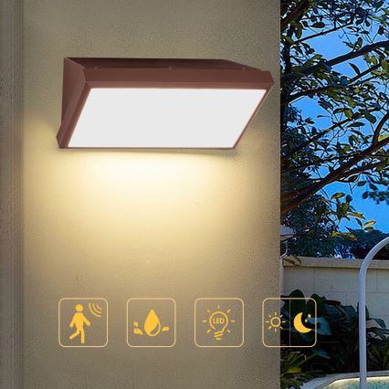 Brilagi - LED vonkajšie nástenné svietidlo so senzorom TRIANGLE LED/20W/230V hnedé IP65