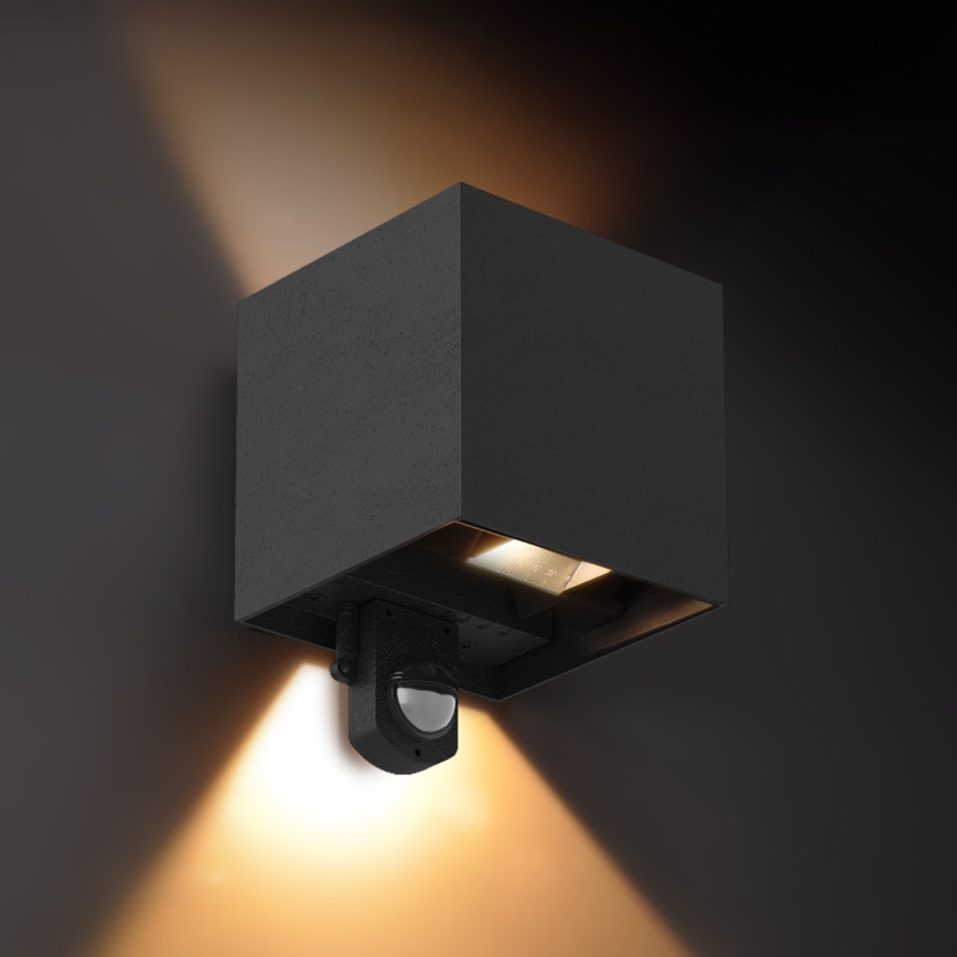 Brilagi - LED Vonkajšie nástenné svietidlo so snímačom CUBE LED/6W/230V čierna IP65