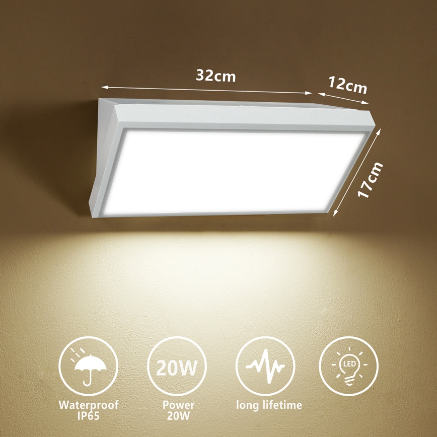 Brilagi - LED Vonkajšie nástenné svietidlo TRIANGLE LED/20W/230V biela IP65