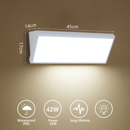 Brilagi - LED vonkajšie nástenné svietidlo TRIANGLE LED/42W/230V 3000/4000/6500K 45 cm biela IP65