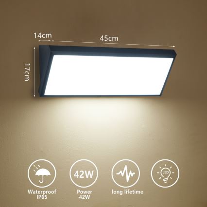 Brilagi - LED vonkajšie nástenné svietidlo TRIANGLE LED/42W/230V 3000/4000/6500K 45 cm čierna IP65