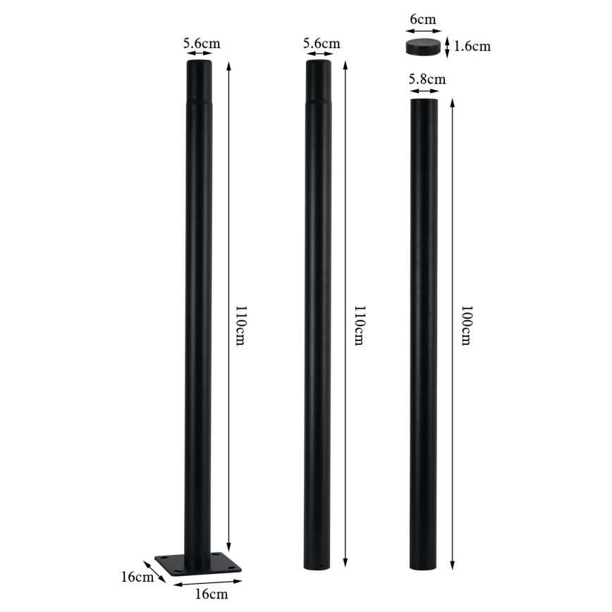 Brilagi - LED vonkajšia pouličná lampa so stĺpom 3 m URBANSPARK LED/60W/230V čierna IP65