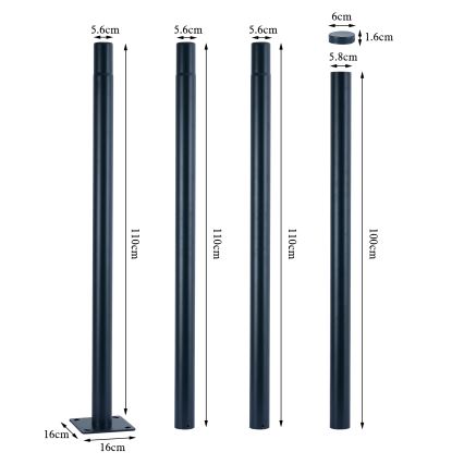 Brilagi - LED vonkajšia pouličná lampa so stĺpom 4 m URBANSPARK LED/120W/230V antracit IP65
