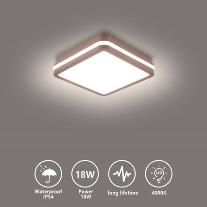 Brilagi - LED vonkajšie stropné svietidlo BENE LED/18W/230V 21,5x21,5 cm hnedá IP54