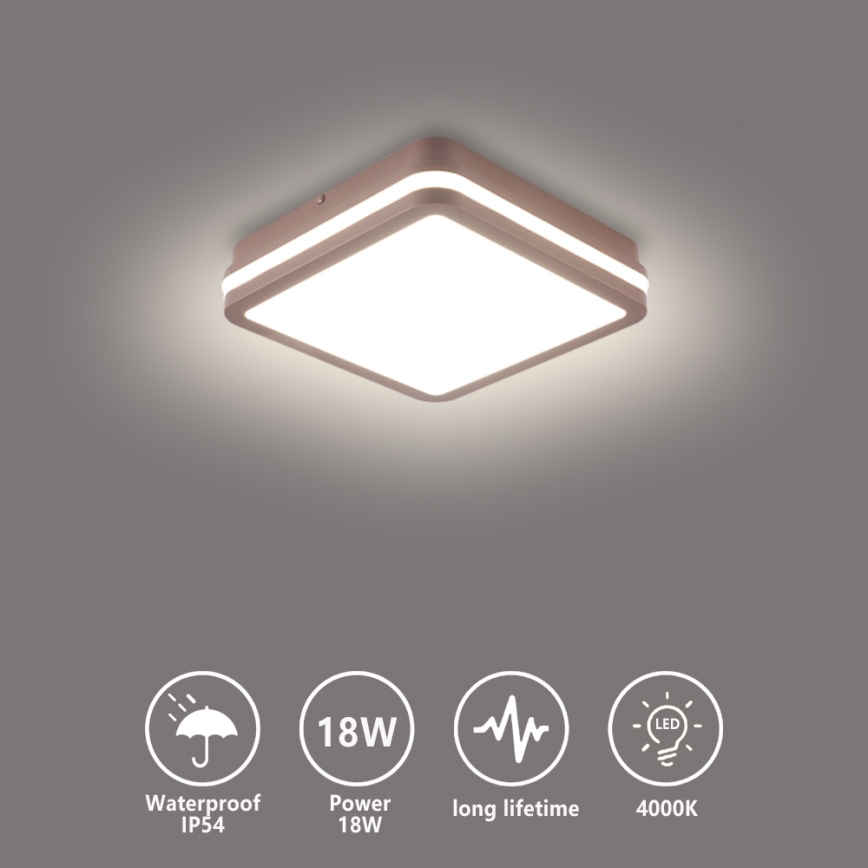 Brilagi - LED vonkajšie stropné svietidlo BENE LED/18W/230V 21,5x21,5 cm hnedá IP54