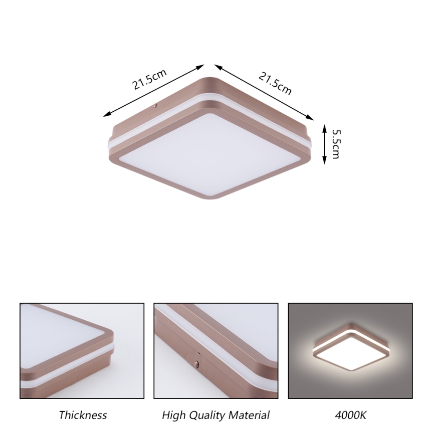 Brilagi - LED vonkajšie stropné svietidlo BENE LED/18W/230V 21,5x21,5 cm hnedá IP54