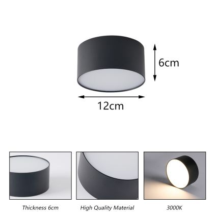 BRILAGI - LED Vonkajšie stropné svietidlo FORIS LED/14W/230V priemer 12 cm čierna IP44
