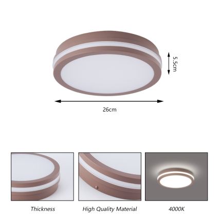 Brilagi - LED vonkajšie svietidlo so senzorom BENE LED/24W/230V pr. 26 cm hnedá IP54