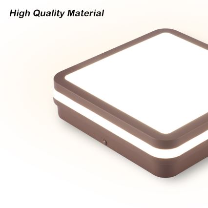 Brilagi - LED vonkajšie stropné svietidlo so snímačom BENE LED/18W/230V 21,5x21,5 cm hnedé IP54