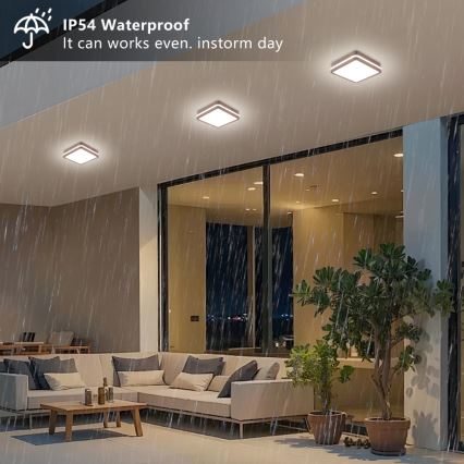 Brilagi - LED vonkajšie stropné svietidlo so snímačom BENE LED/18W/230V 21,5x21,5 cm hnedé IP54