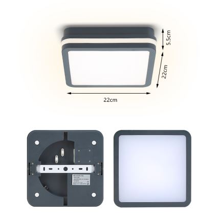 Brilagi - LED Vonkajšie svietidlo so senzorom BENE LED/18W/230V 22x22 cm antracit IP54
