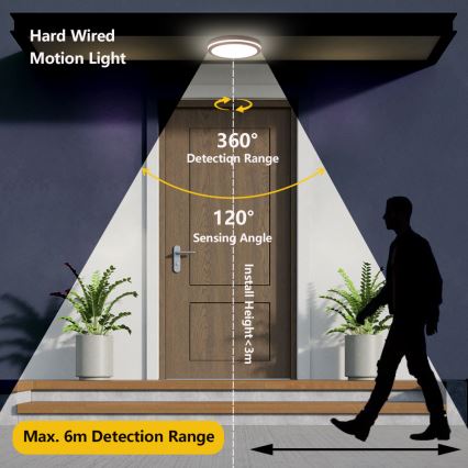 Brilagi - LED vonkajšie stropné svietidlo s čidlom BENE LED/18W/230V pr. 21,5 cm hnedé IP54