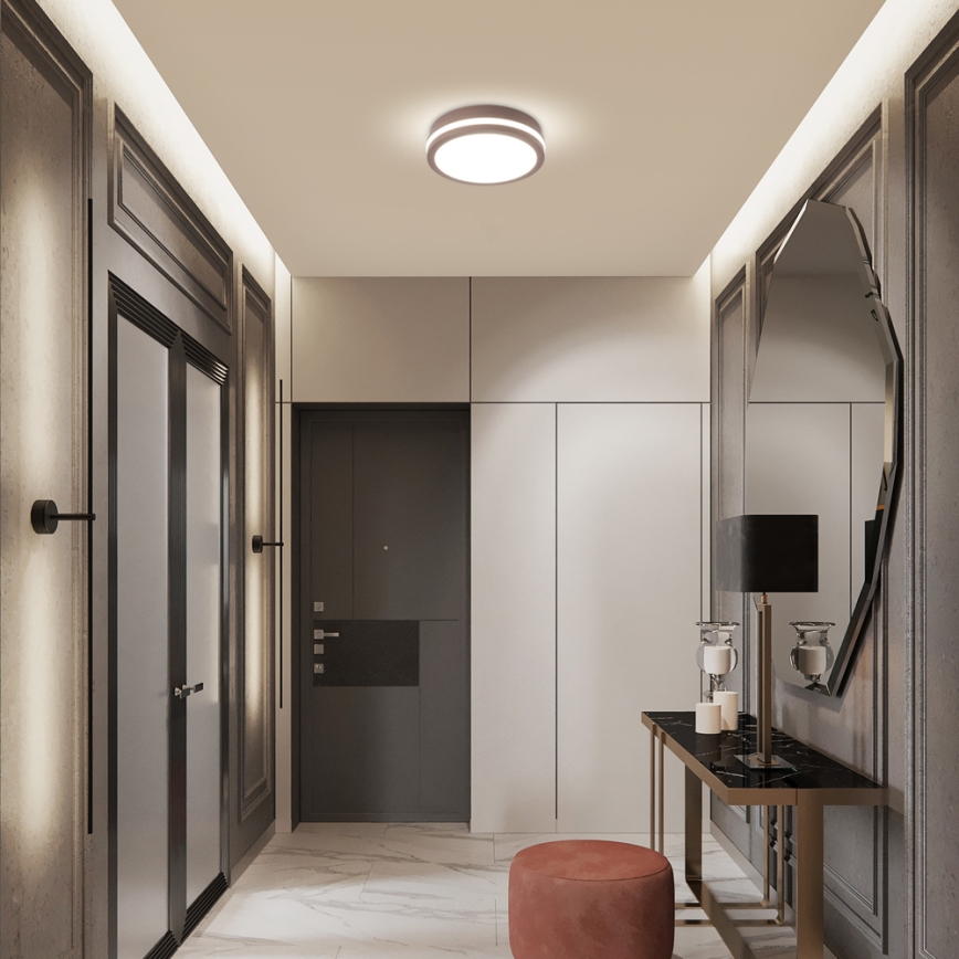 Brilagi - Vonkajšie LED stropné svietidlo BENE so senzorom LED/18W/230V, pr. 21,5 cm, hnedé, IP54