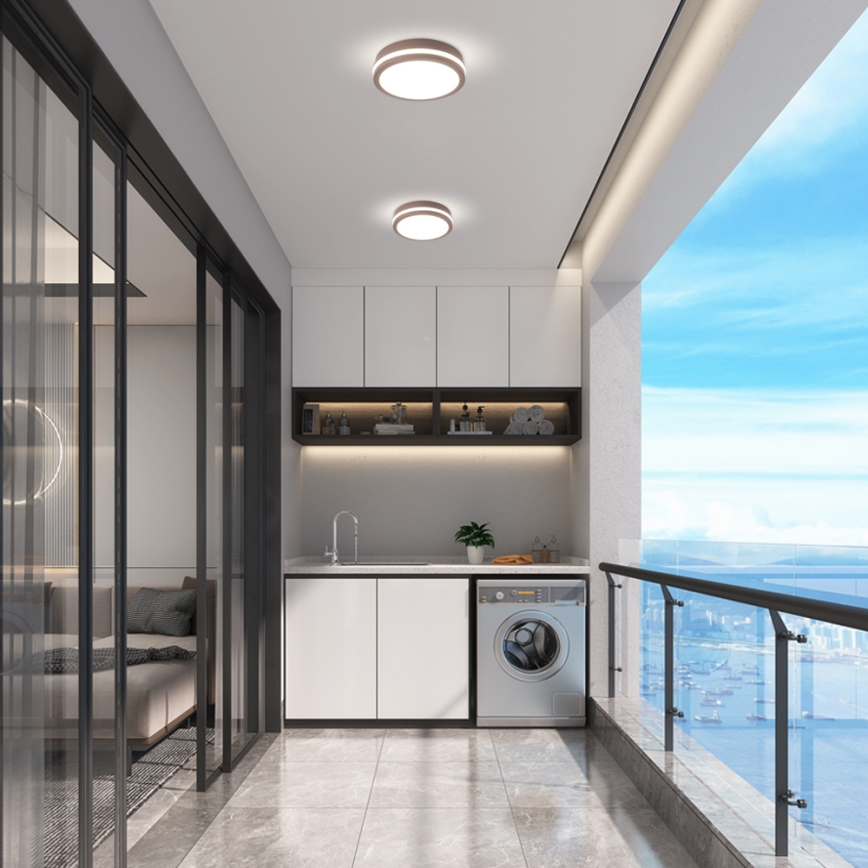 Brilagi - Vonkajšie LED stropné svietidlo BENE so senzorom LED/18W/230V, pr. 21,5 cm, hnedé, IP54
