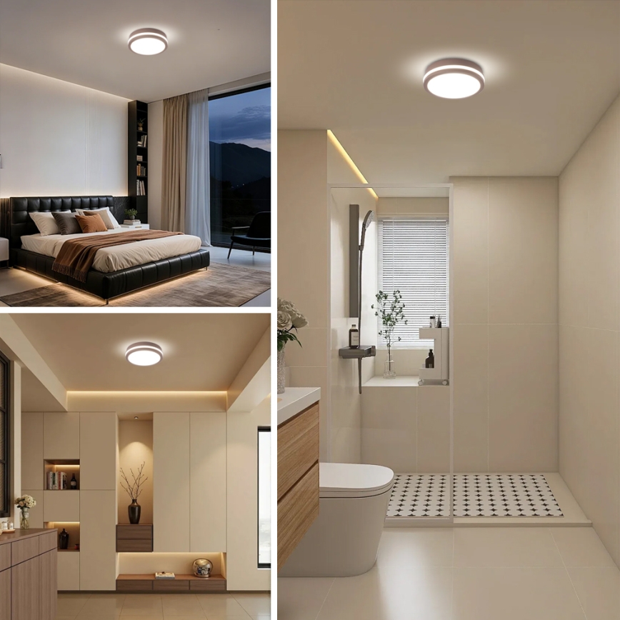 Brilagi - Vonkajšie LED stropné svietidlo BENE so senzorom LED/18W/230V, pr. 21,5 cm, hnedé, IP54