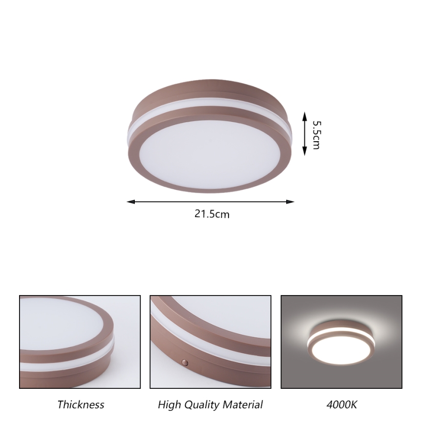 Brilagi - Vonkajšie LED stropné svietidlo BENE so senzorom LED/18W/230V, pr. 21,5 cm, hnedé, IP54