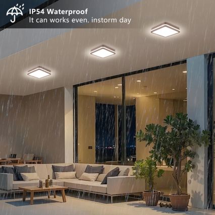 Brilagi - LED vonkajšie stropné svietidlo so senzorom BENE LED/24W/230V 26x26 cm hnedé IP54