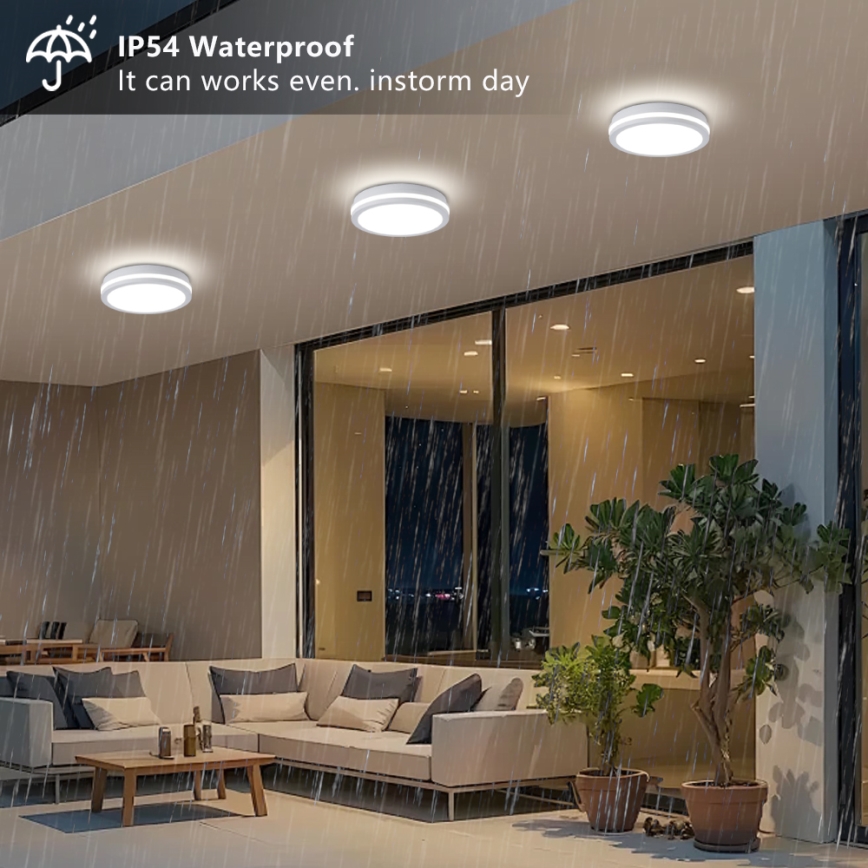 Brilagi - Vonkajšie LED stropné svietidlo so snímačom BENE LED/24W/230V priemer 26 cm biele IP54