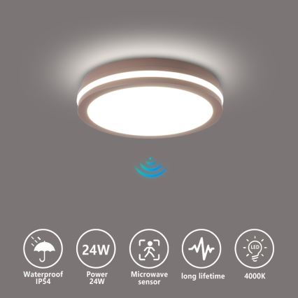 Brilagi - LED vonkajšie svietidlo so senzorom BENE LED/24W/230V pr. 26 cm hnedá IP54