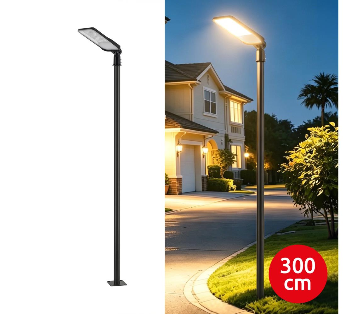 Brilagi-LED Vonkajšie svietidlo so stĺpom a 3 m káblom URBANLIGHT LED/100W/230V čierne IP65 BG4765+BG1525