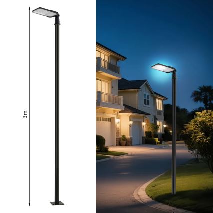 Brilagi - LED vonkajšia pouličná lampa so stĺpom a kĺbom 3 m URBANLIGHT LED/100W/230V čierna IP65