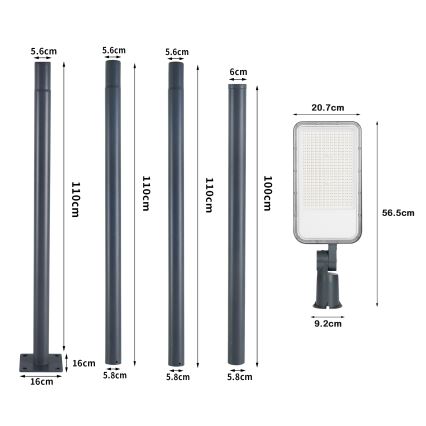 Brilagi - LED vonkajšie pouličné svietidlo so stĺpom a kĺbom 4 m URBANLIGHT LED/200W/230V antracit IP65