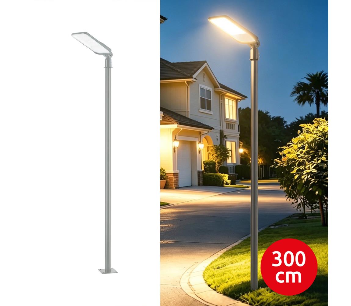 Brilagi-LED vonkajšie svietidlo so stĺpom a káblom 3 m URBANLIGHT LED/100W/230V sivé IP65 BG4767+BG3820