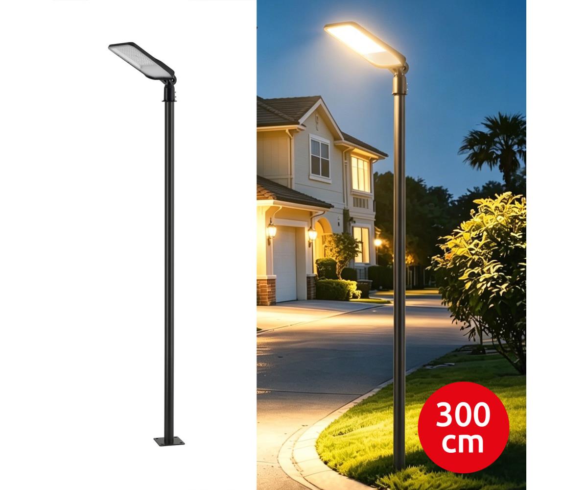 Brilagi-LED Vonkajšie svietidlo so stĺpom a káblom 3 m URBANLIGHT LED/200W/230V čierna IP65 BG4771+BG1525