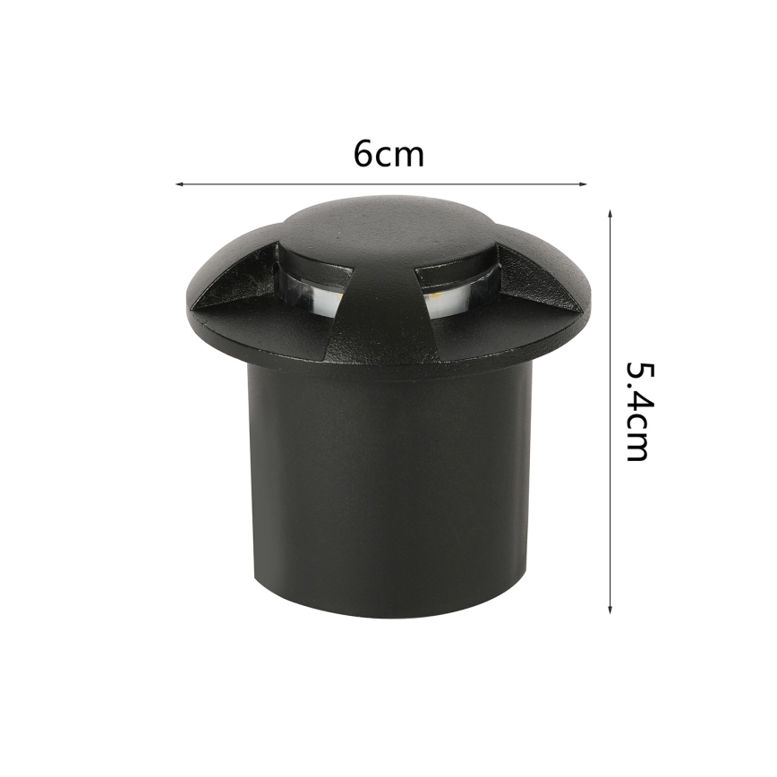 Brilagi - LED vonkajšie zapustené nájazdové svietidlo GROUNDRAY LED/1W/230V čierne IP67